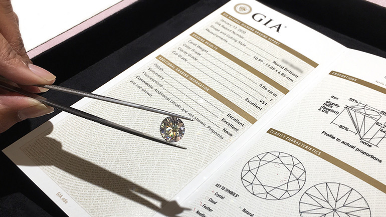 GIA certificate for diamond